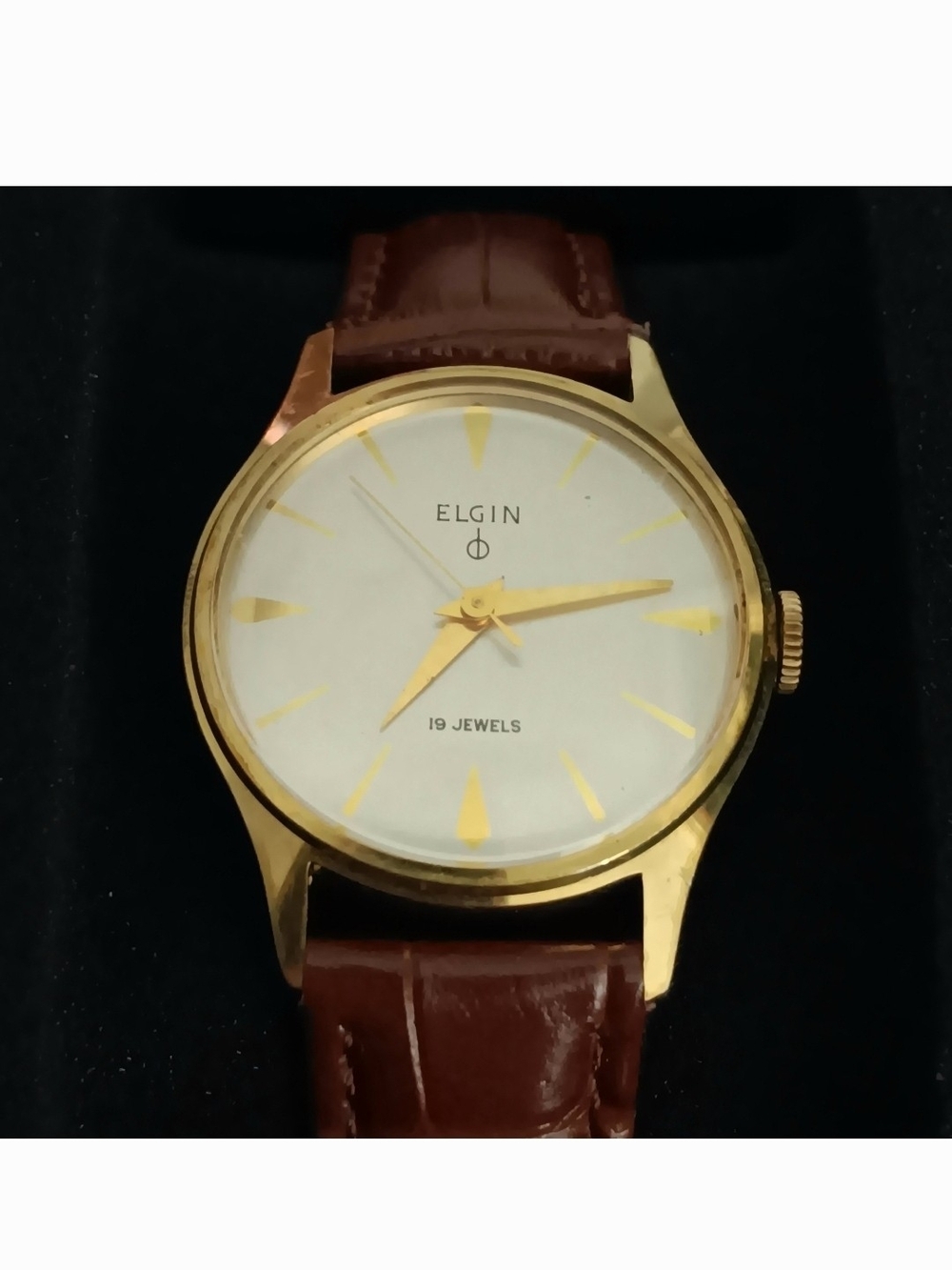 Vintage Elgin 19 Jewels Hand Wind Watch Running With 2 Slot Travel Case